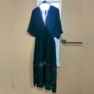Green boho dress
